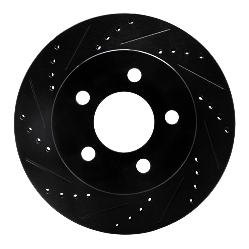 Jeep Cherokee Brake Rotor (1) - Front Left - R1 Concepts - Drilled & Slotted - Black - `99-`06